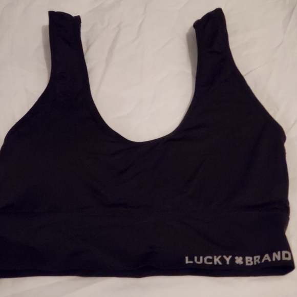 New Lucky Brand Sports Bra Medium  BLACK stretch Design - Picture 1 of 4